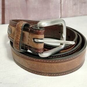 Columbia Men's Brown Leather Belt Sz 40 Silver Buckle Work Casual Wear